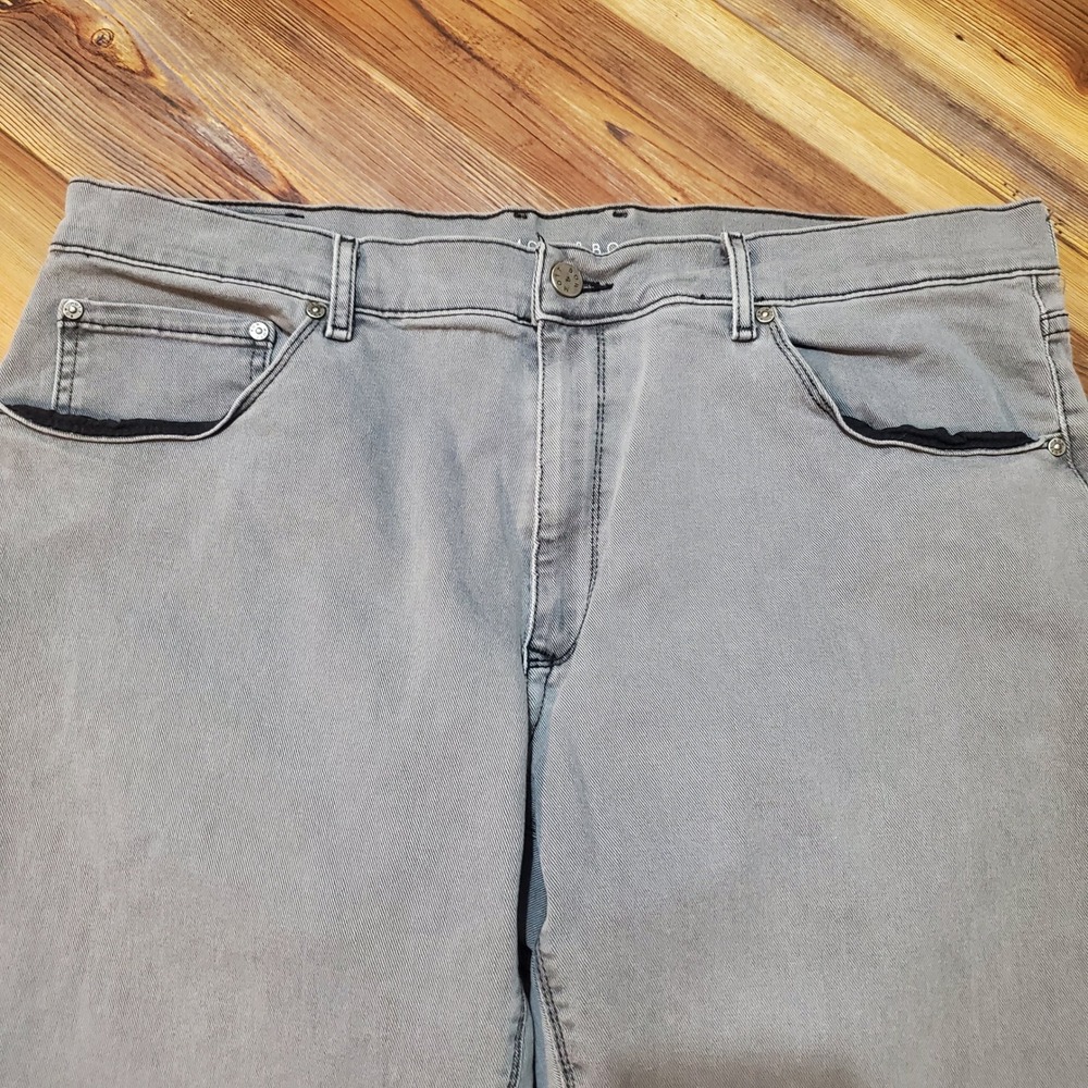 Mott & Bow Mens Straight Leg Jeans Gray Stone Wash 40x32 Stretch Denim Pants - Picture 3 of 10